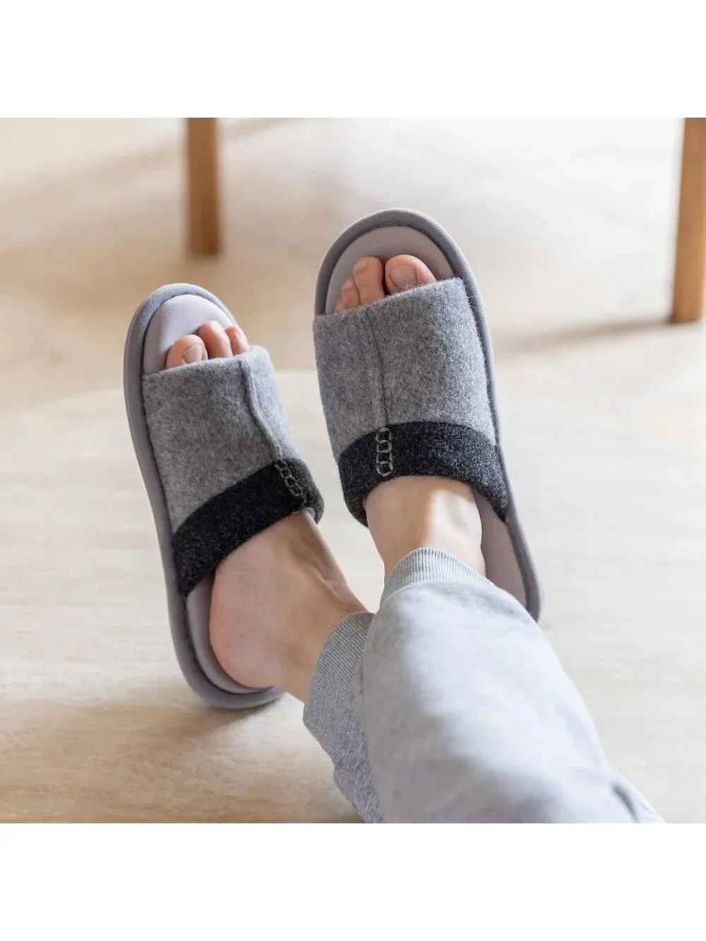 Mens Light Grey Flat Cozy Memory Foam Anti Skid Soft Slip On House Slipper Shoes